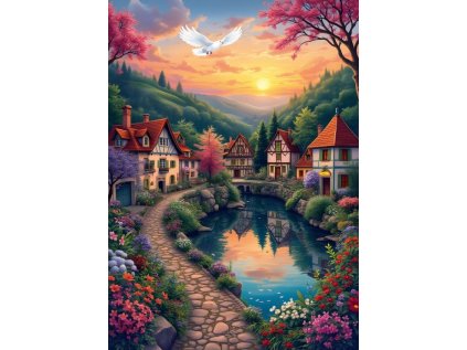 ALIPSON Puzzle Vesnice u vody 500 dílků
