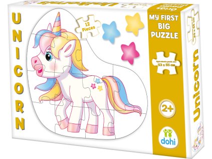 DOHÁNY Podlahové obrysové puzzle Jednorožec 12 dílků