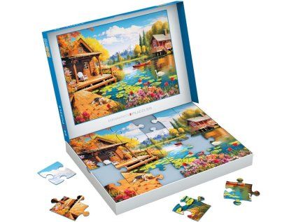 puzzle connecting pieces chata u jezera 24 dilku 249143