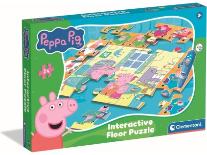 CLEMENTONI Podlahové puzzle s interaktivním perem Prasátko Peppa 24 dílků