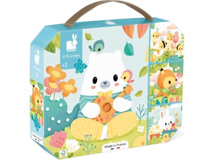 JANOD Puzzle v kufříku Zvířátka 4v1 (6,9,12,16 dílků)