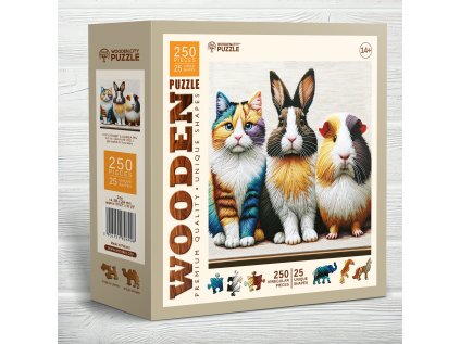 WOODEN CITY Dřevěné puzzle Kočka, králík a morče 250 dílků