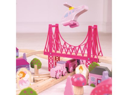 Bigjigs Raill Veľká drevená vláčikodráha pre princezné