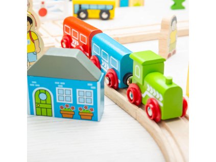 Bigjigs Rail Drevená vláčikodráha mesto a dedina 91 dielov