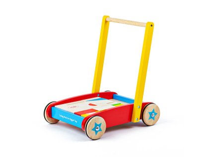 Bigjigs Baby Drevené kocky vo vozíku