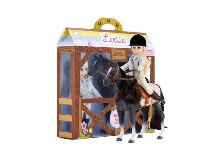 Lottie Bábika žokejka s koňom