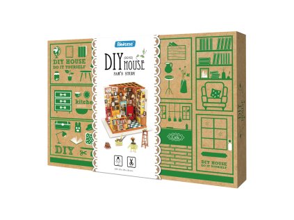 RoboTime 3D drevená skladačka Miniatúra domčeka Samova študovňa