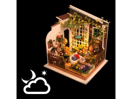 RoboTime 3D drevená skladačka Miniatúra domčeka Záhradná terasa