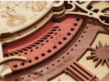 RoboTime 3D drevená mechanická skladačka Hodiny s kalendárom