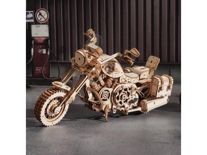 RoboTime 3D drevená mechanická skladačka Motorka Cruiser