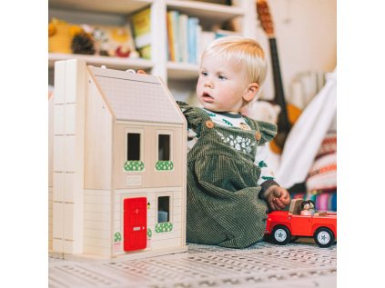 Bigjigs Toys Rozkladací domček s príslušenstvom