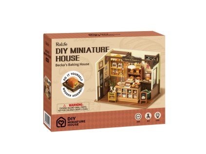 RoboTime 3D drevená skladačka Miniatúra domčeka Pekáreň
