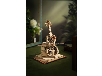 RoboTime 3D drevená mechanická skladačka Čarovné violončelo (elektrický pohon)