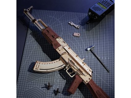 RoboTime 3D drevená mechanická skladačka Útočná puška AK-47