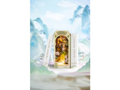 RoboTime 3D skladačka Zarážka na knihy Miniatúra domčeka Sakura