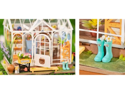 RoboTime 3D drevená skladačka Miniatúra domčeka Vysnívaný záhradný dom