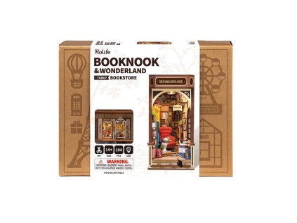 RoboTime 3D skladačka Zarážka na knihy Miniatúra domčeka Kníhkupectvo