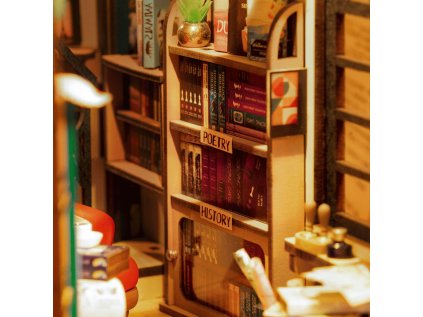 RoboTime 3D skladačka Zarážka na knihy Miniatúra domčeka Kníhkupectvo