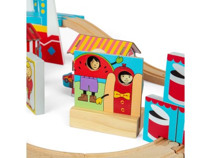 Bigjigs Rail Drevená vláčikodráha zábavná púť 54 dielov