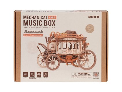 RoboTime 3D drevená skladačka hracej skrinky Dostavník