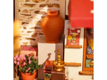 RoboTime 3D drevená skladačka Miniatúra domčeka Kníhkupectvo na rohu