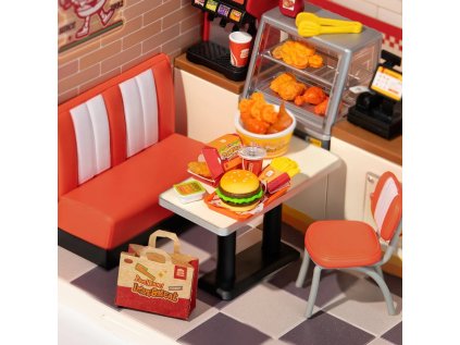 RoboTime 3D drevená skladačka Miniatúra domčeka Reštaurácia Mňam, mňam burger