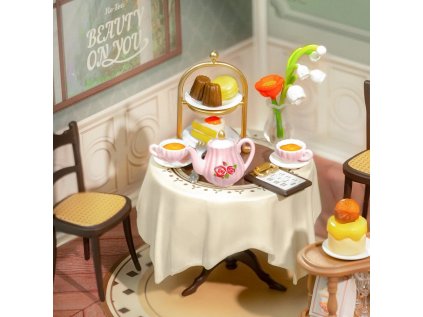 RoboTime 3D drevená skladačka Miniatúra domčeka Sladká čajovňa