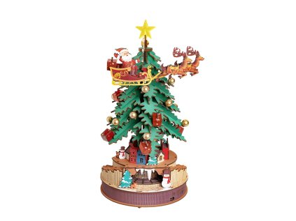 RoboTime 3D drevená skladačka hracej skrinky Vianočný stromček