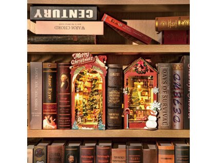 RoboTime 3D skladačka Zarážka na knihy Miniatúra domčeka Vianočná ulička