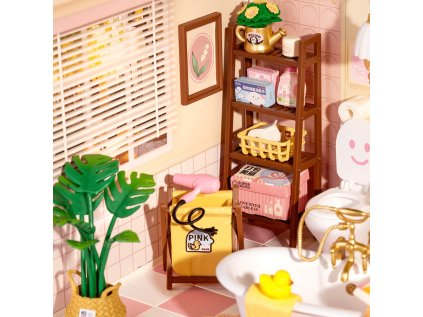 RoboTime 3D drevená skladačka Miniatúra domčeka Dievčenská kúpeľňa