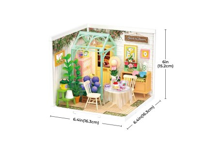 RoboTime 3D drevená skladačka Miniatúra domčeka Posedenie s čajom v kvitnúcej záhrade
