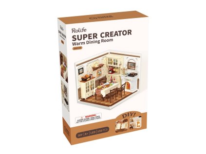 RoboTime 3D drevená skladačka Miniatúra domčeka Útulná jedáleň