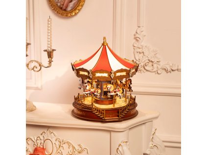 RoboTime 3D drevená skladačka hracej skrinky Klasický kolotoč