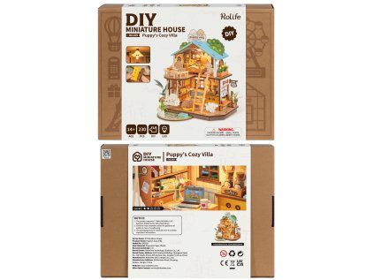 RoboTime 3D drevená skladačka Miniatúra domčeka Domček pre šteniatka