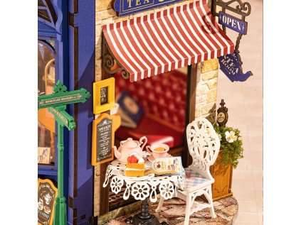 RoboTime 3D drevená skladačka Miniatúra domčeka Čajovňa pre chvíle pohody