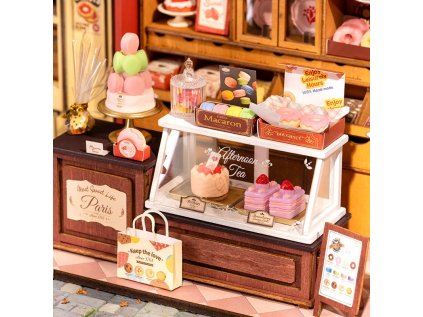 RoboTime 3D drevená skladačka Miniatúra domčeka Medová cukráreň