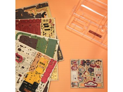 RoboTime 3D drevená skladačka hracej skrinky Kúzelná továreň na darčeky