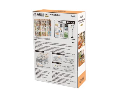 RoboTime 3D drevená skladačka Miniatúra domčeka Útulná obývacia izba - poškodený obal