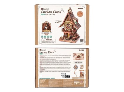 RoboTime 3D drevená mechanická skladačka Kukučkové hodiny