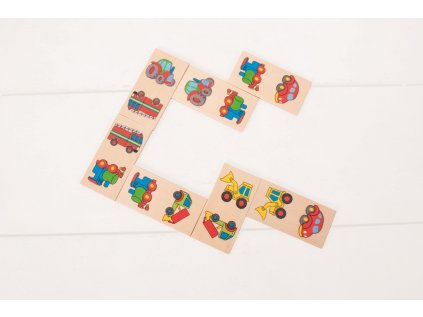 Bigjigs Toys Drevené domino dopravné prostriedky