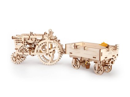 Ugears 3D drevené mechanické puzzle Vlečka za traktor