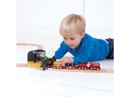 Bigjigs Rail Tunel s výhybkou jaskyne lebka