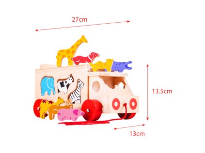 Bigjigs Toys Drevené auto so zvieratkami