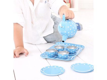 Bigjigs Toys Modrá bodkovaná čajová sada