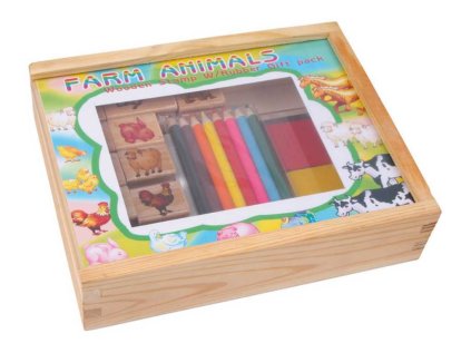 Small Foot Drevené výtvarné hračky set pečiatky farma