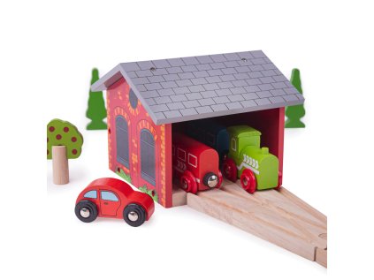 Bigjigs Rail Tehlové depo pre dva vláčiky