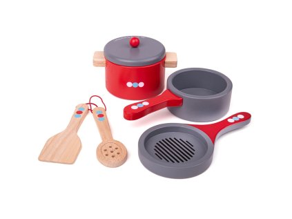 Bigjigs Toys Drevený sada riadu s bodkami