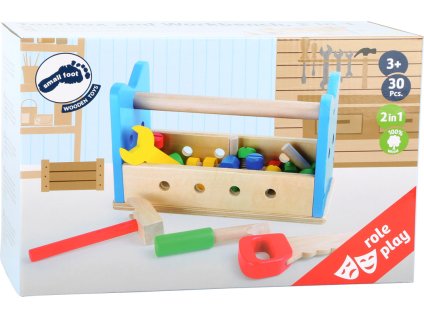 small foot Drevený pracovný stôl a box s náradím 2v1