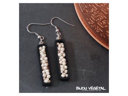 Živé šperky - Náušnice Jardiniere černé s trvalými bílými květy