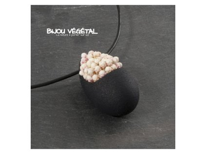 Živé šperky - Náhrdelník Slza černý s trvalými bílými květy